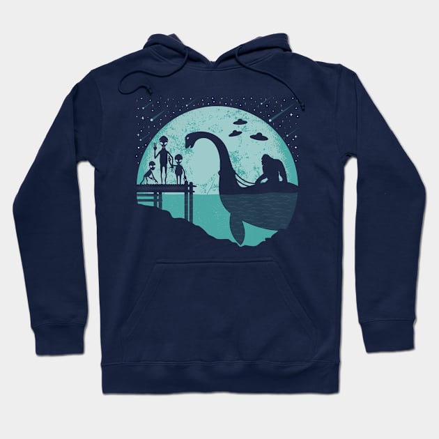 Bigfoot Riding Loch Ness Monster Hoodie by Tesszero